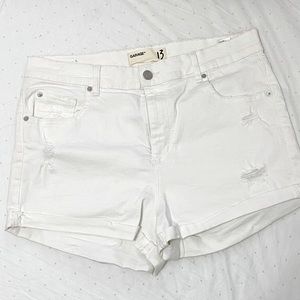 Garage white high waisted distressed denim shorts